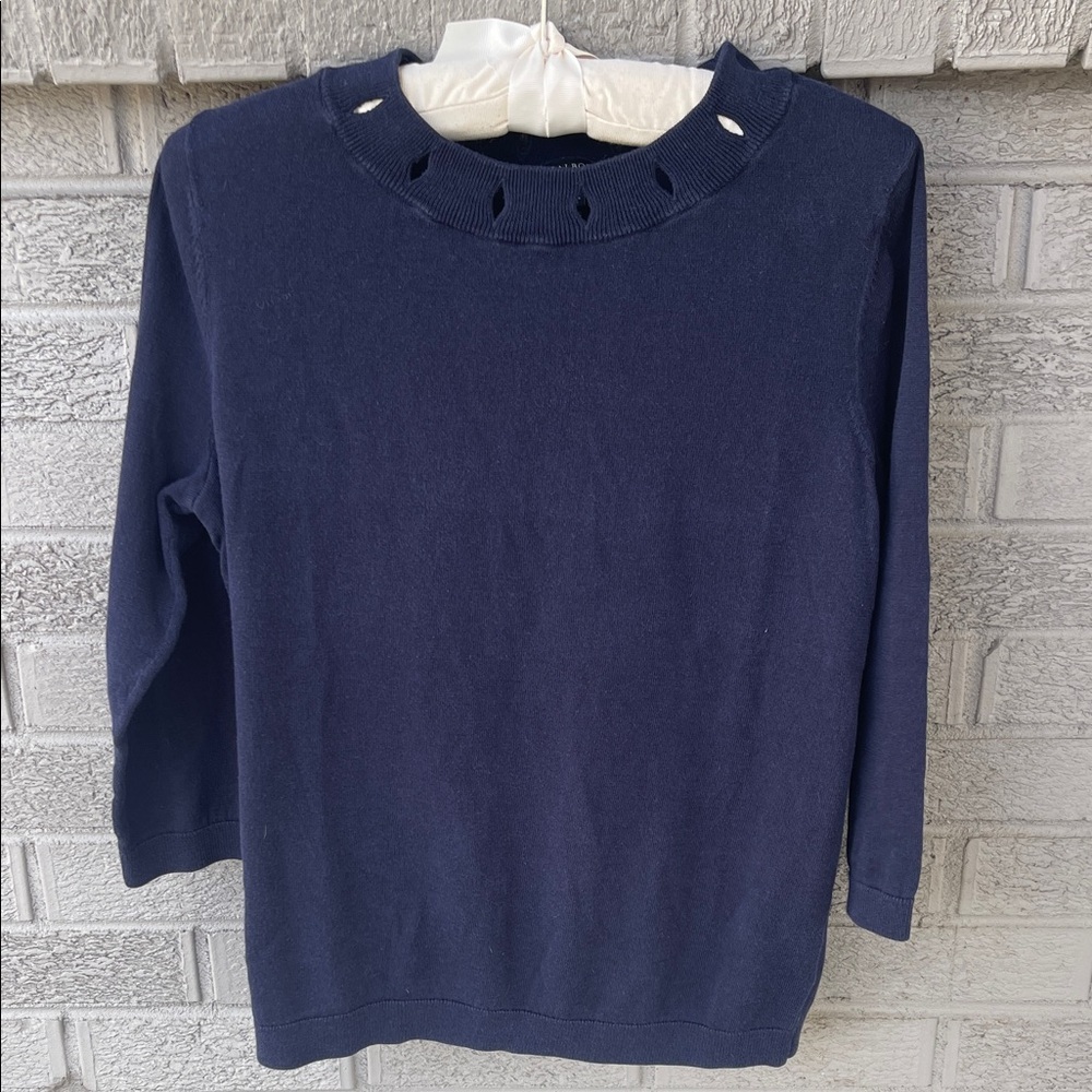 Talbots Navy Eyelet Detail Sweater- M